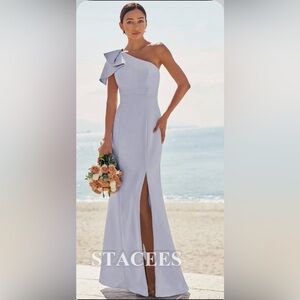 Elegant Light Lavender One-Shoulder Slit Dress